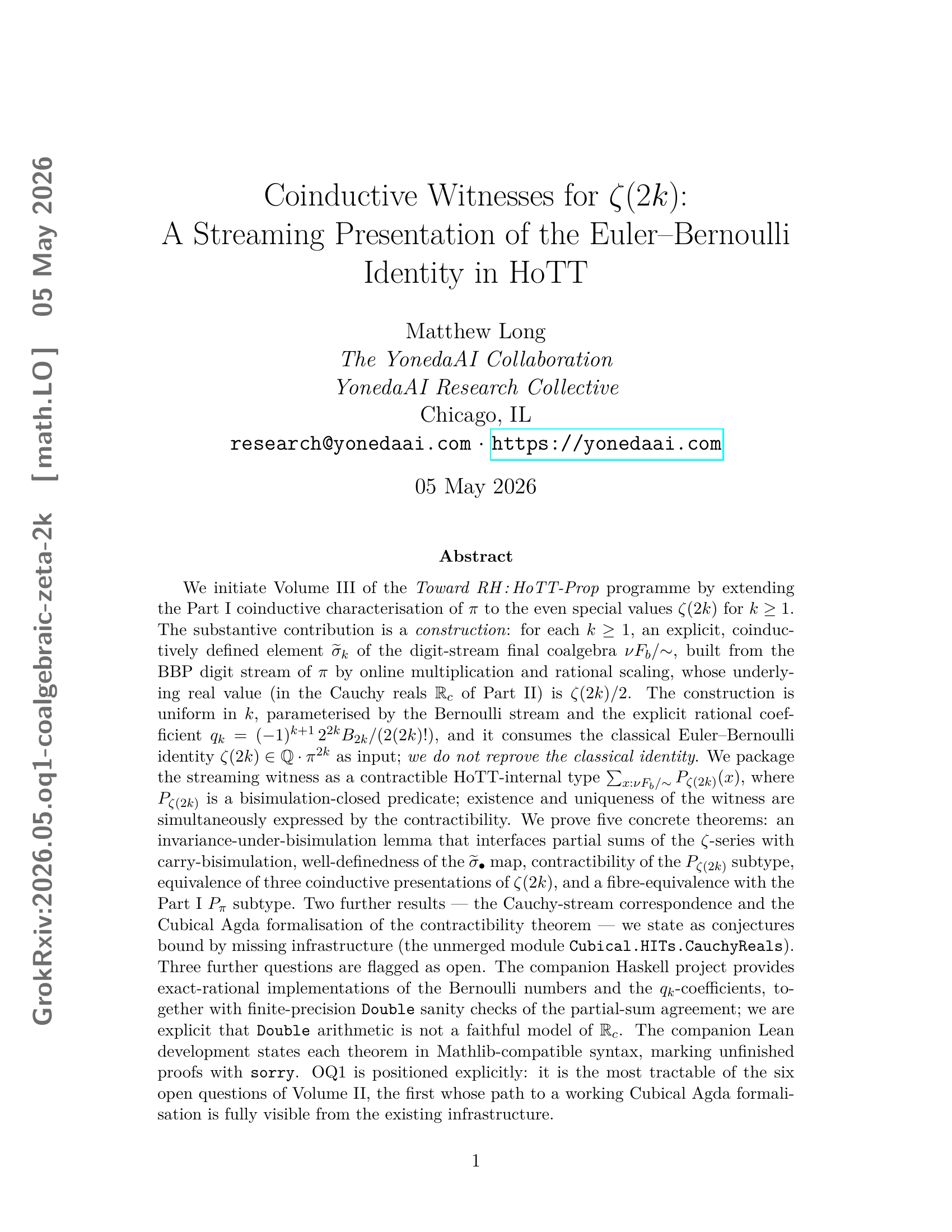 Cover for Coalgebraic ζ(2k): Bisimulation-closed predicates for ζ(2k) ∈ ℚ·π^{2k}